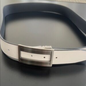 Men's Black and White Leather Belt